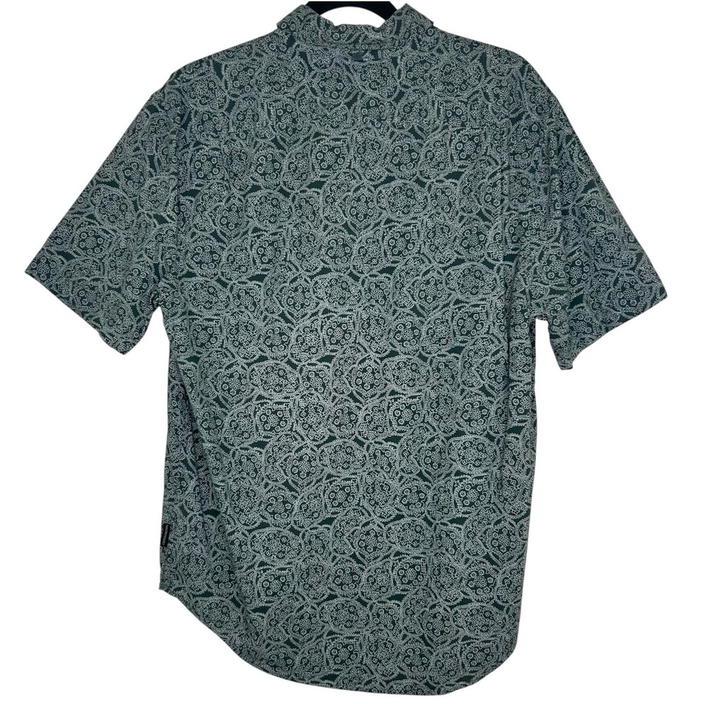 Outerknown Studio Shirt Men M Green Paisley Hawaiian Short Sleeve Button Cotton‎ - Picture 11 of 12